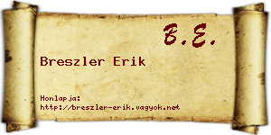 Breszler Erik névjegykártya